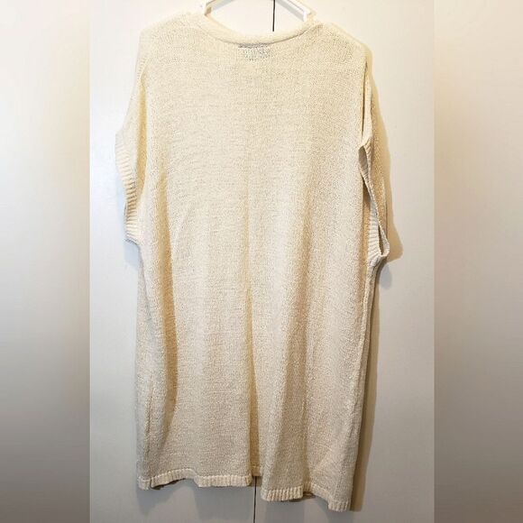 Lane Bryant 18/20 NWT Cream Ivory Open Front Short Sleeve Duster Vest Cardigan - Picture 7 of 7